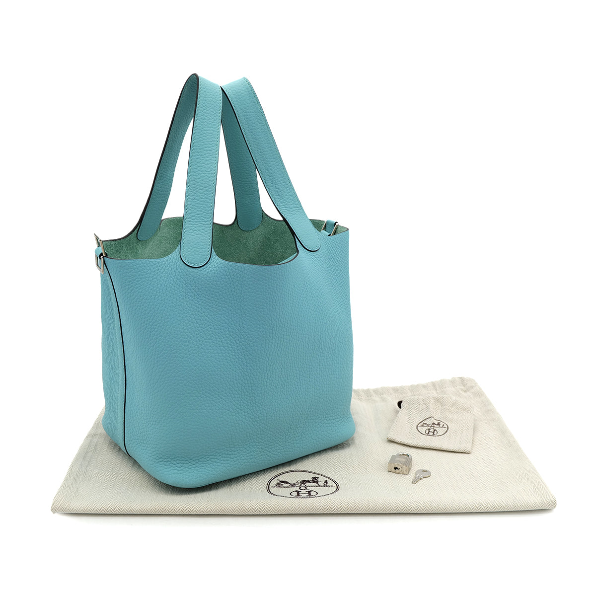 HERMES PICOTIN LOCK MM BLUE SAINT CYR TAURILLON CLEMENCE HAND BAG X SHW 90301729