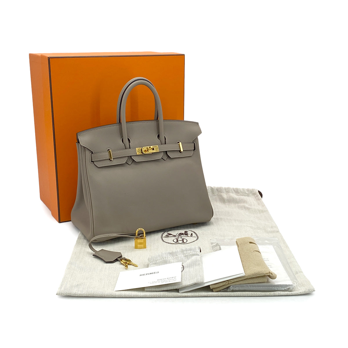 HERMES BIRKIN 25 GRIS ASPHALTE SWIFT HAND BAG A GHW 90301730