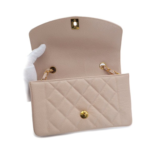 CHANEL VINTAGE DIANA SMALL CHAIN SHOULDER BAG PINK BEIGE CAVIAR SKIN 90301733 - PURPOSE