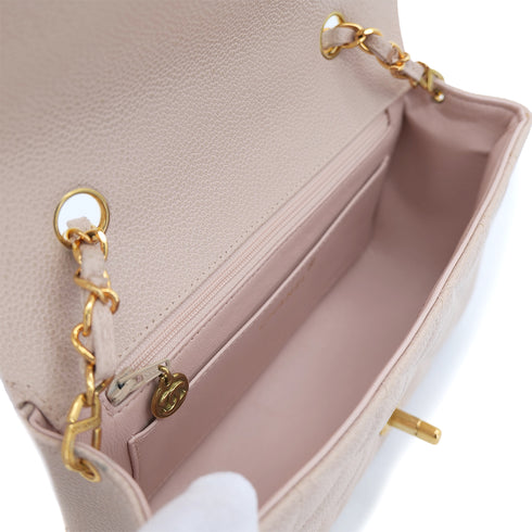 CHANEL VINTAGE DIANA SMALL CHAIN SHOULDER BAG PINK BEIGE CAVIAR SKIN 90301733 - PURPOSE