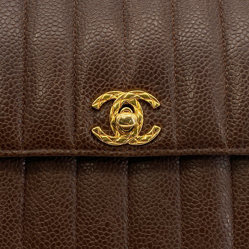 CHANEL VINTAGE MADEMOISELLE BIJOU CHAIN SHOULDER BAG BROWN CAVIAR SKIN 90301734 - PURPOSE