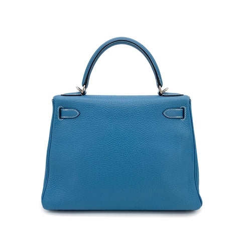 HERMES KELLY 28 RETOURNE BLUE JEAN TAURILLON CLEMENCE HAND SHOULDER BAG □J SHW 90301735 - PURPOSE