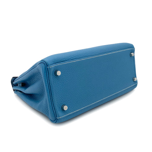 HERMES KELLY 28 RETOURNE BLUE JEAN TAURILLON CLEMENCE HAND SHOULDER BAG □J SHW 90301735 - PURPOSE