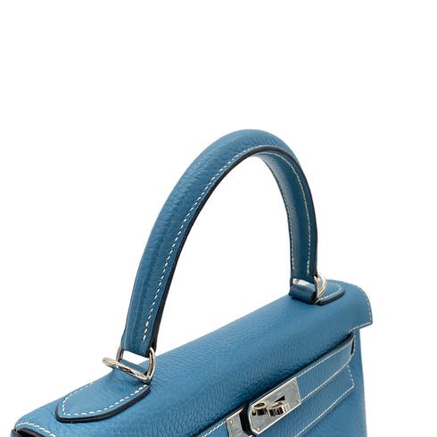 HERMES KELLY 28 RETOURNE BLUE JEAN TAURILLON CLEMENCE HAND SHOULDER BAG □J SHW 90301735 - PURPOSE