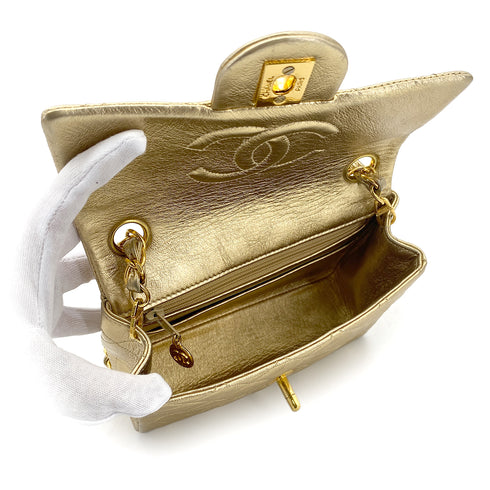 CHANEL VINTAGE MINI SQUARE 17 CHAIN SHOULDER BAG GOLD LAMB SKIN 90301738 - PURPOSE
