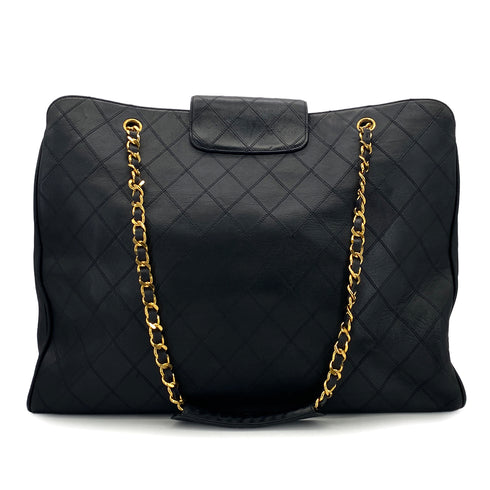 CHANEL VINTAGE SUPER MODEL BICOLORE CHAIN TOTE BAG BLACK LEATHER 90301740 - PURPOSE