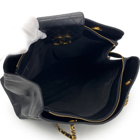 CHANEL VINTAGE SUPER MODEL BICOLORE CHAIN TOTE BAG BLACK LEATHER 90301740 - PURPOSE