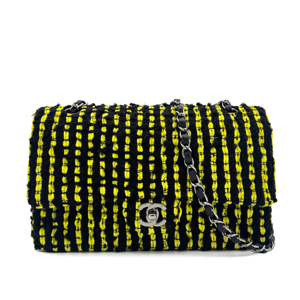 CHANEL MATELASSE CHAIN SHOULDER BAG BLACK YELLOW TWEED 90301743 - PURPOSE