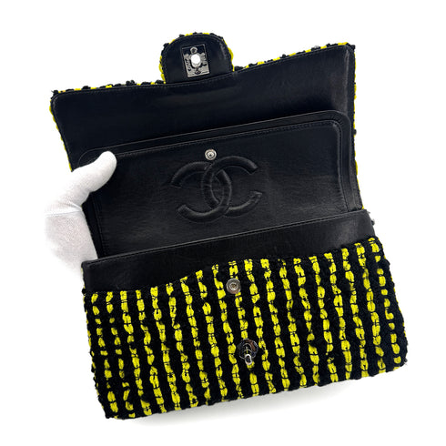 CHANEL MATELASSE CHAIN SHOULDER BAG BLACK YELLOW TWEED 90301743 - PURPOSE