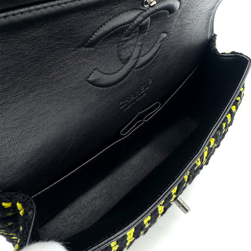 CHANEL MATELASSE CHAIN SHOULDER BAG BLACK YELLOW TWEED 90301743 - PURPOSE
