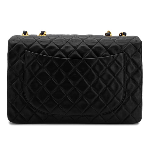 CHANEL VINTAGE MAXI MATELASSE 34 CHAIN SHOULDER BAG BLACK LAMB SKIN 90301745 - PURPOSE