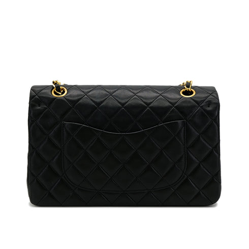 CHANEL VINTAGE CLASSIC FLAP MEDIUM CHAIN SHOULDER BAG BLACK LAMB SKIN 90301747 - PURPOSE