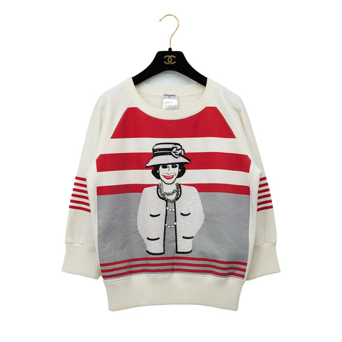 CHANEL MADEMOISELLE LONG SLEEVE SWEATSHIRT WHITE COTTON 42 01A RTW 90301749 - PURPOSE