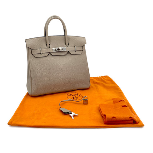 HERMES HAUT A COURROIES 28 GRIS TOURTERELLE TOGO HAND BAG □H GHW 90301843 - PURPOSE