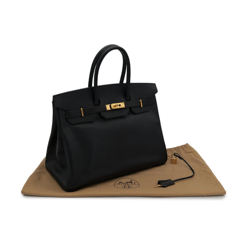 HERMES BIRKIN 35 BLACK VACHE LIEGEE HAND BAG □C GHW 90301844 - PURPOSE