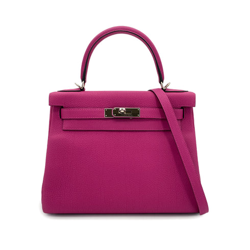 HERMES KELLY 28 RETOURNE ROSE PURPLE TOGO HAND SHOULDER BAG C SHW 90301847 - PURPOSE