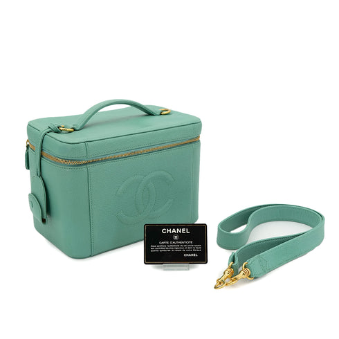 CHANEL VINTAGE VANITY HAND SHOULDER BAG GREEN CAVIAR SKIN 90301848 - PURPOSE