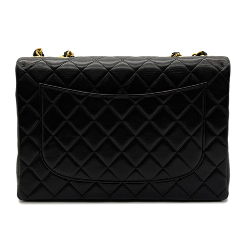 CHANEL VINTAGE JUMBO MATELASSE 30 CHAIN SHOULDER BAG BLACK LAMB SKIN 90302177 - PURPOSE