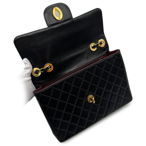 CHANEL VINTAGE JUMBO MATELASSE 30 CHAIN SHOULDER BAG BLACK LAMB SKIN 90302177 - PURPOSE