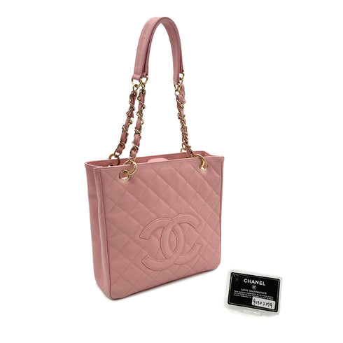 CHANEL VINTAGE PST CHAIN TOTE BAG PINK CAVIAR SKIN 90302179 - PURPOSE