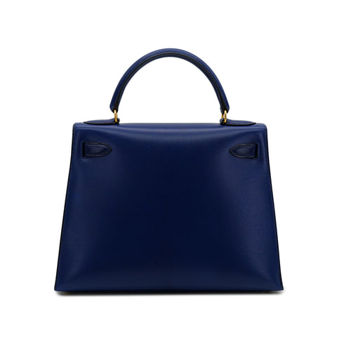 HERMES KELLY 28 SELLIER BLUE ROY BOXCALF HAND SHOULDER BAG 〇Y GHW 90302180 - PURPOSE