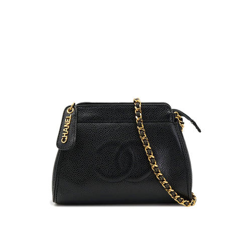 CHANEL VINTAGE COCOMARK CHAIN SHOULDER BAG BLACK CAVIAR SKIN 90302181 - PURPOSE