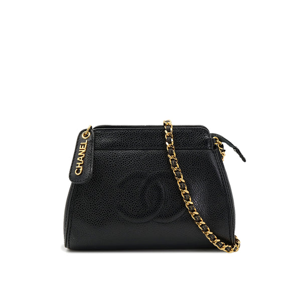 CHANEL VINTAGE COCOMARK CHAIN SHOULDER BAG BLACK CAVIAR SKIN 90302181 - PURPOSE