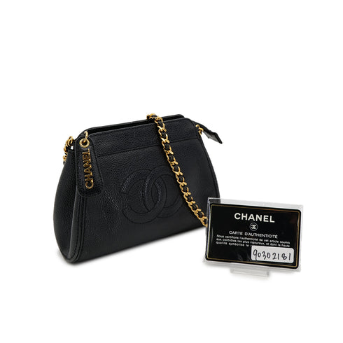 CHANEL VINTAGE COCOMARK CHAIN SHOULDER BAG BLACK CAVIAR SKIN 90302181 - PURPOSE