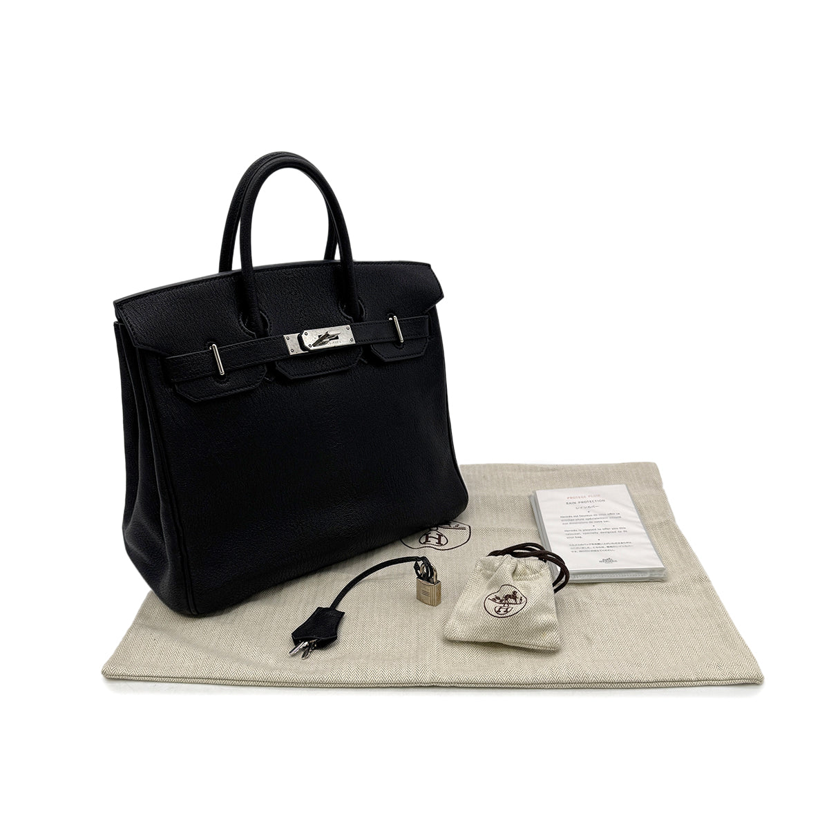 HERMES HAUT A COURROIES 28 BLACK CHEVRE COROMANDEL HAND BAG ▢L SHW 90302184