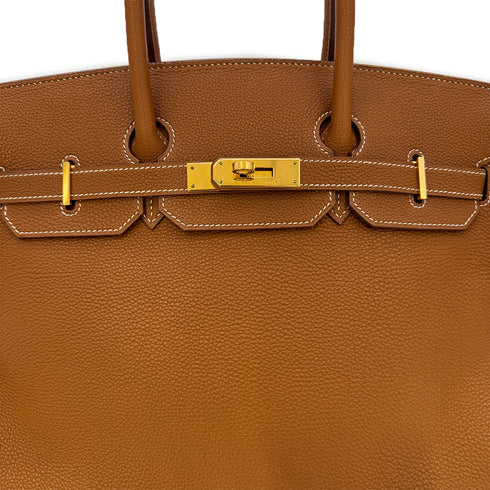 HERMES BIRKIN 35 GOLD TOGO HAND BAG □G GHW 90302188 - PURPOSE