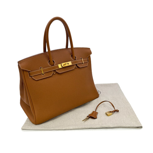 HERMES BIRKIN 35 GOLD TOGO HAND BAG □G GHW 90302188 - PURPOSE