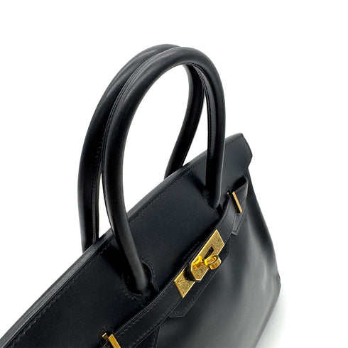 HERMES BIRKIN 30 BLACK BOXCALF HAND BAG □C GHW 90302189 - PURPOSE