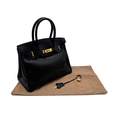 HERMES BIRKIN 30 BLACK BOXCALF HAND BAG □C GHW 90302189 - PURPOSE