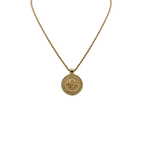 CHRISTIAN DIOR NECKLACE LOGO RHINESTONE GOLD ACCESSORY 90302192 - PURPOSE