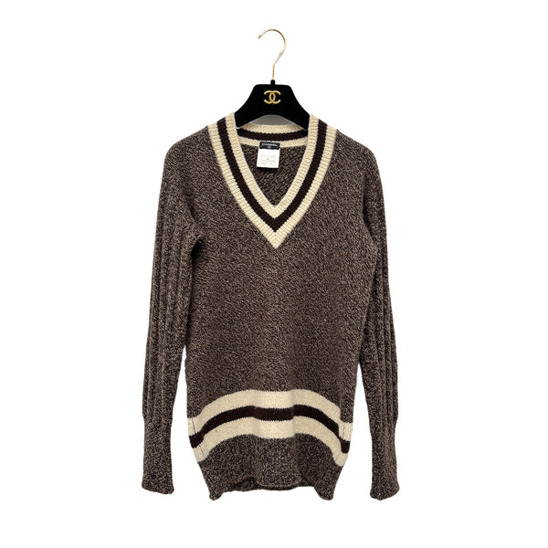 CHANEL VINTAGE COCOMARK KNIT TOPS BROWN CACHEMIRE 40 96A RTW 90302195