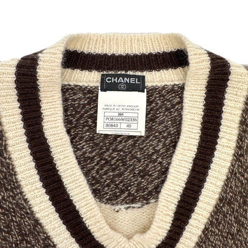 CHANEL VINTAGE COCOMARK KNIT TOPS BROWN CACHEMIRE 40 96A RTW 90302195 - PURPOSE