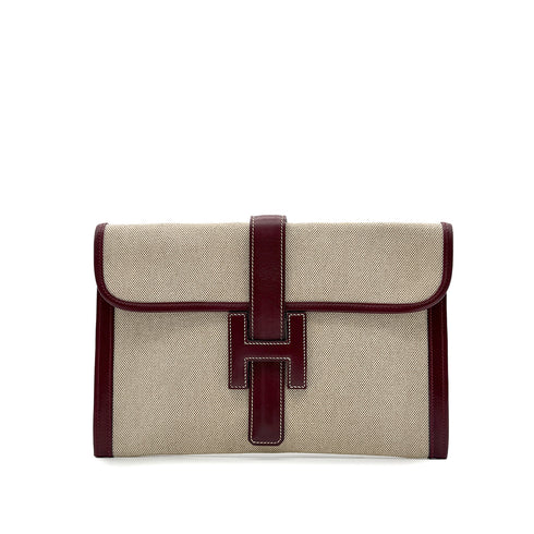 HERMES JIGE PM ROUGE H BOXCALF TOILE H CLUTCH BAG 〇K 90302333 - PURPOSE