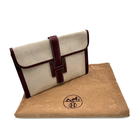 HERMES JIGE PM ROUGE H BOXCALF TOILE H CLUTCH BAG 〇K 90302333 - PURPOSE