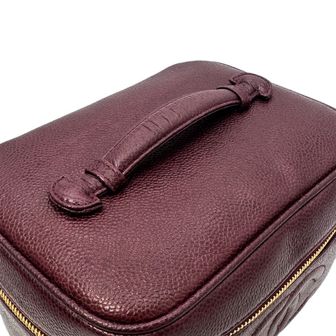 CHANEL VINTAGE VANITY HAND BAG BURGUNDY CAVIAR SKIN 90302334
