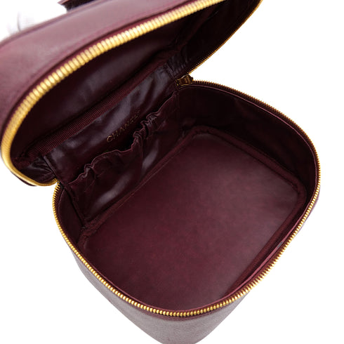 CHANEL VINTAGE VANITY HAND BAG BURGUNDY CAVIAR SKIN 90302334