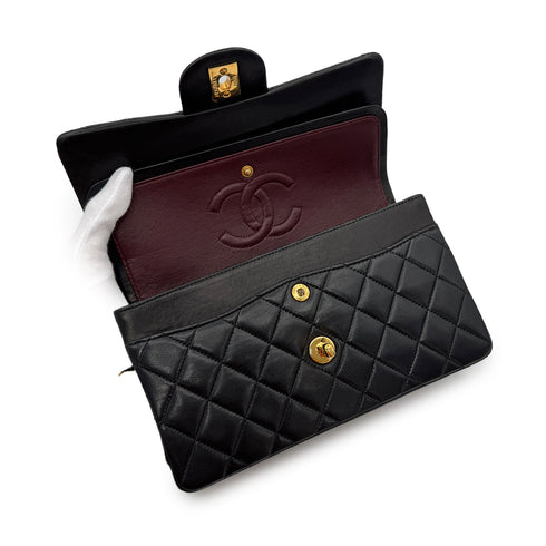 CHANEL VINTAGE CLASSIC FLAP SMALL CHAIN SHOULDER BAG BLACK LAMB SKIN 90302335 - PURPOSE