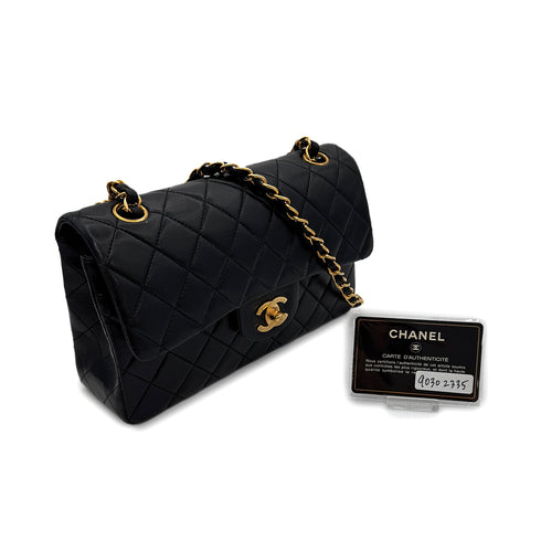CHANEL VINTAGE CLASSIC FLAP SMALL CHAIN SHOULDER BAG BLACK LAMB SKIN 90302335 - PURPOSE