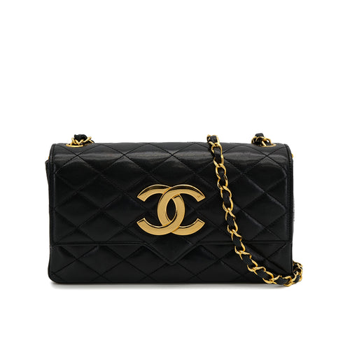 CHANEL VINTAGE MATELASSE BIG COCO CHAIN SHOULDER BAG BLACK LAMB SKIN 90302338 - PURPOSE