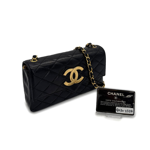 CHANEL VINTAGE MATELASSE BIG COCO CHAIN SHOULDER BAG BLACK LAMB SKIN 90302338 - PURPOSE