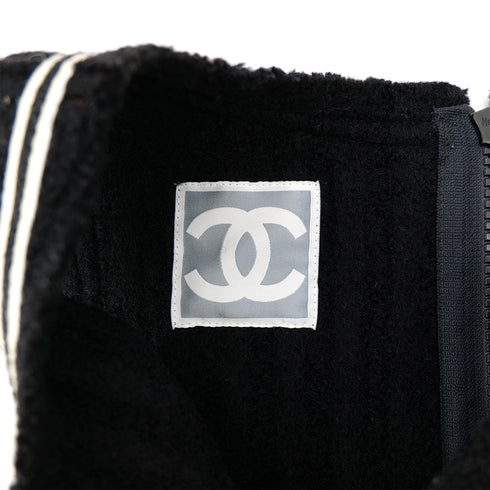CHANEL SPORTS LINE COCO BUTTON SLEEVELESS DRESS BLACK WHITE WOOL 38 07A RTW 90302397 - PURPOSE