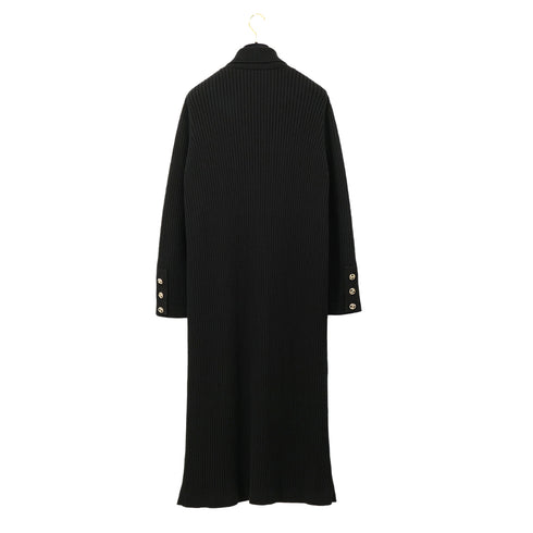 CHANEL COCO BUTTON LONG KNIT COAT BLACK COTTON 48 P63 RTW 90302398 - PURPOSE