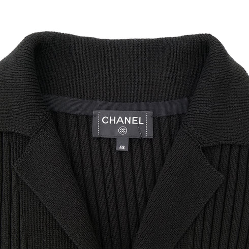 CHANEL COCO BUTTON LONG KNIT COAT BLACK COTTON 48 P63 RTW 90302398 - PURPOSE