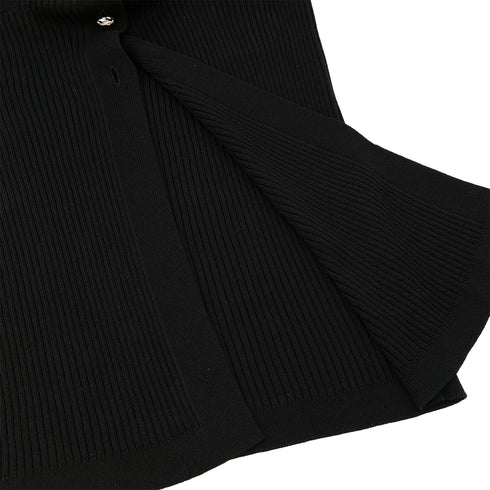 CHANEL COCO BUTTON LONG KNIT COAT BLACK COTTON 48 P63 RTW 90302398 - PURPOSE