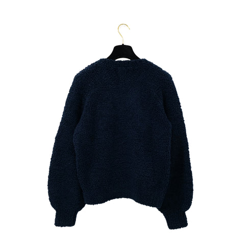 CHANEL COCOMARK TEDDY KNIT TOPS NAVY WOOL 42 P62 RTW 90302399 - PURPOSE