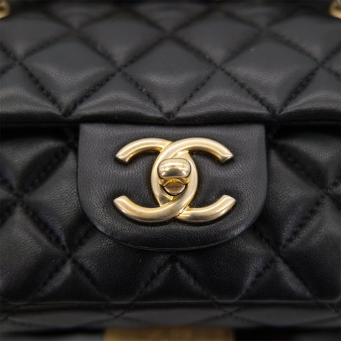 CHANEL 2014 COLLECTION PRIVEE FRAMED MINI MATELLASSE CHAIN SHOULDER BAG BLACK LAMB SKIN PLASTIC 90302568 - PURPOSE